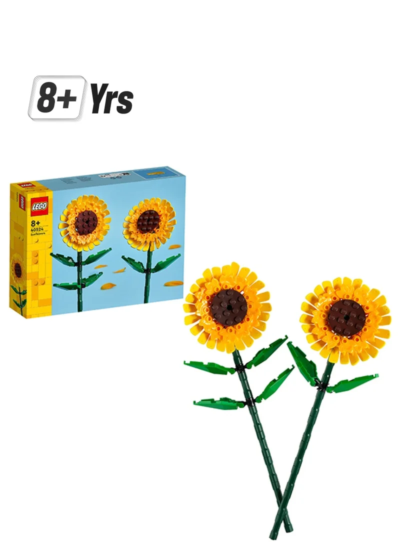 ليغو LEGO Sunflowers, Yellow Artificial Flowers Building Set, Display as a Bedroom Accessory or Floral Bouquet Home Decoration, Ramadan Gift for Kids, Boys and Teenagers 40524