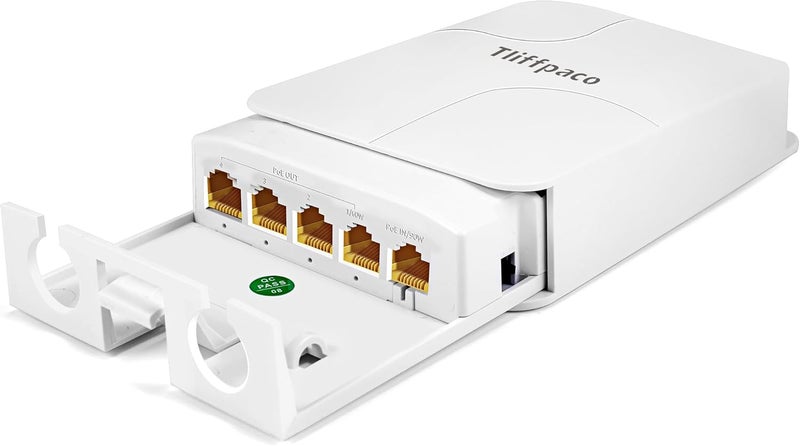 Tliffpaco Outdoor Gigabit PoE Extender 1 in 4 Out, 5 Port PoE Repeater IP65 Waterproof, Vlan, IEEE802.3af/at/bt Extend Additional 100m(328ft), 10/100/1000Mbps, Wall Mount Plug and Play - Image 1
