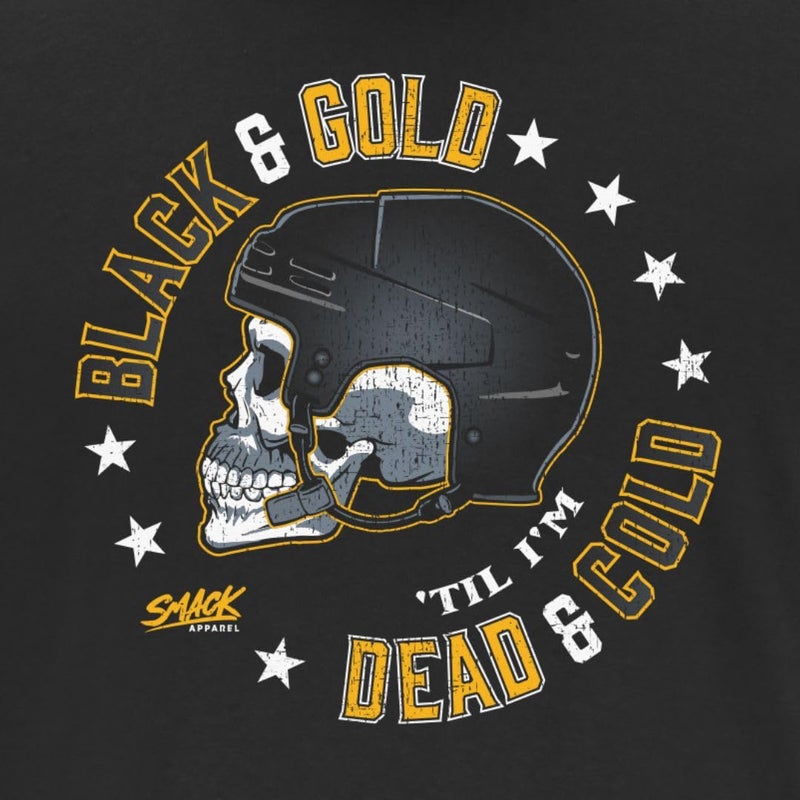 Smack Apparel Boston Hockey Fans. Black & Gold Until I'm Dead and Cold. Black T-Shirt (Sm-5X) (Short Sleeve, Medium) - Image 2