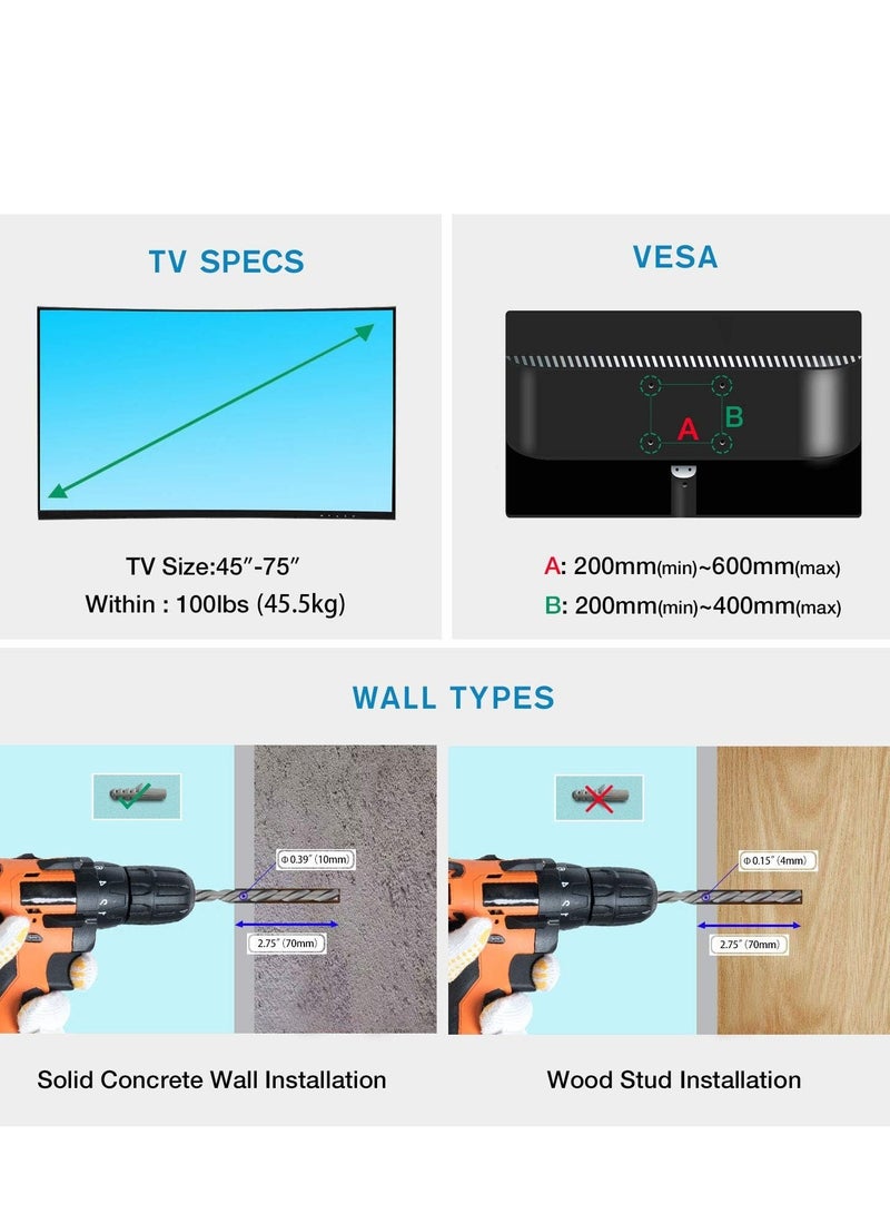 NEW Full Motion TV Wall Mount - Articulating Swivel Bracket for 40”-80” Flat Screen TVs - Image 4