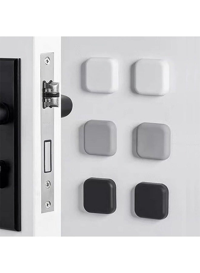 6 pcs Door Stoppers Wall Protector - Silicone Door Knob Guard Wall Shield - Self-Adhesive Door Handle Bumper Silencer for Home ＆ Office Walls (White, Gray, Black) - Image 1