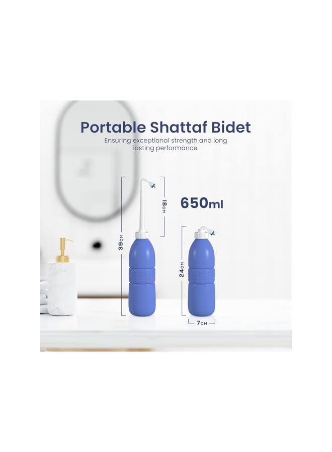 The Bros Portable Shattaf Bidet with Toilet Seat Covers | Personal Hygiene Cleaning | Dual Retractable Nozzle | Handheld Travel Spray Bottler | For men and women | 650ml - Image 2