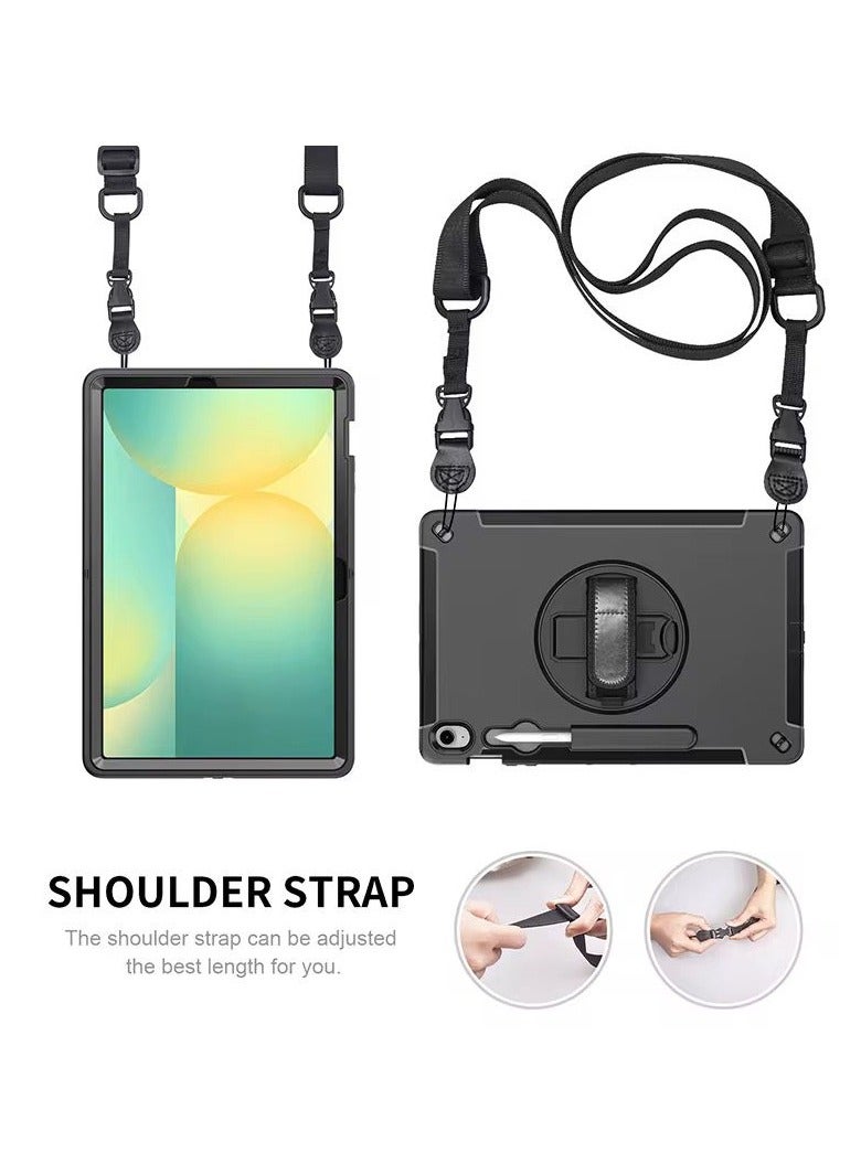 Cat - Cot حافظة متينة لجهاز سامسونج جالاكسي تاب S10 FE+ (13.1) – غلاف مضاد للصدمات مع قاعدة قابلة للطي، حزام يد، حزام كتف وحامل قلم. - Image 5