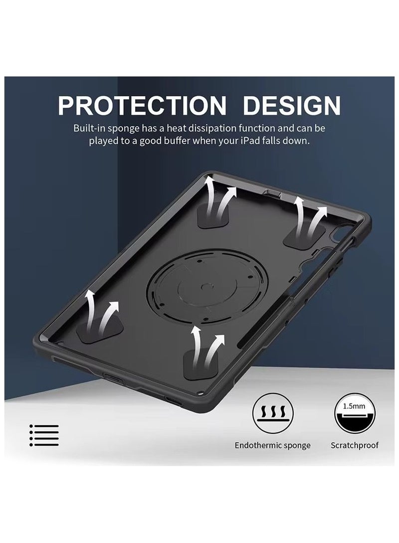 Cat - Cot حافظة متينة لجهاز سامسونج جالاكسي تاب S10 FE+ (13.1) – غلاف مضاد للصدمات مع قاعدة قابلة للطي، حزام يد، حزام كتف وحامل قلم. - Image 4