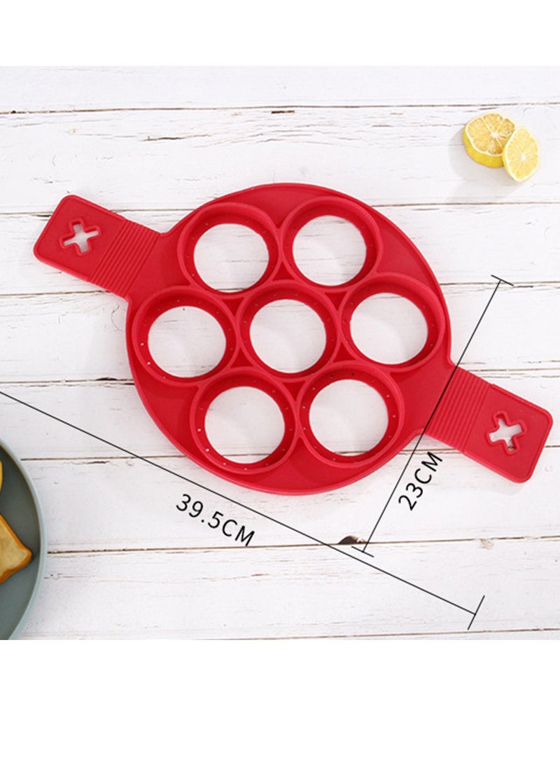 7 Slot Pancake Making Mold Reusable Silicone Fried Egg Mould Ring Kitchen DIY Cooking Baking Tools Pancake Maker With Heat-resistant Handle - Image 5