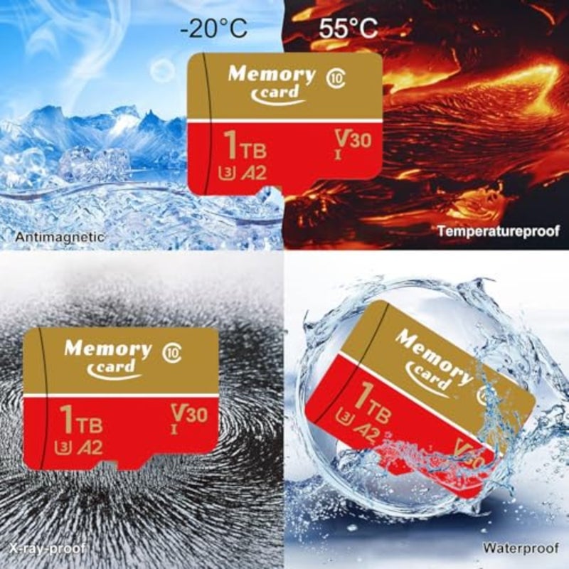 بطاقة MicroXC سعة 1024 جيجابايت MicroSD للكاميرا/الهاتف/تاكوغراف/الكمبيوتر اللوحي/الطائرات بدون طيار، Full HD 4K UHD، Class10 U3 عالية السرعة، أسود - Image 4