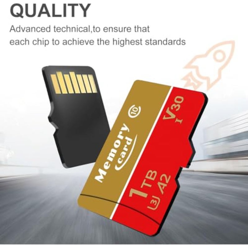 بطاقة MicroXC سعة 1024 جيجابايت MicroSD للكاميرا/الهاتف/تاكوغراف/الكمبيوتر اللوحي/الطائرات بدون طيار، Full HD 4K UHD، Class10 U3 عالية السرعة، أسود - Image 2