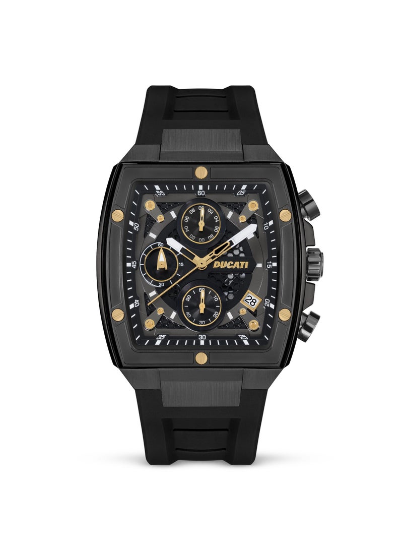 Ducati DT008 Gents Chronograph Watch – Gun Dial, Screw-Detail Case, 40mm Silicone Strap, Multi-Layered Design, Water Resistant 50M, Bold & Rugged - Image 1