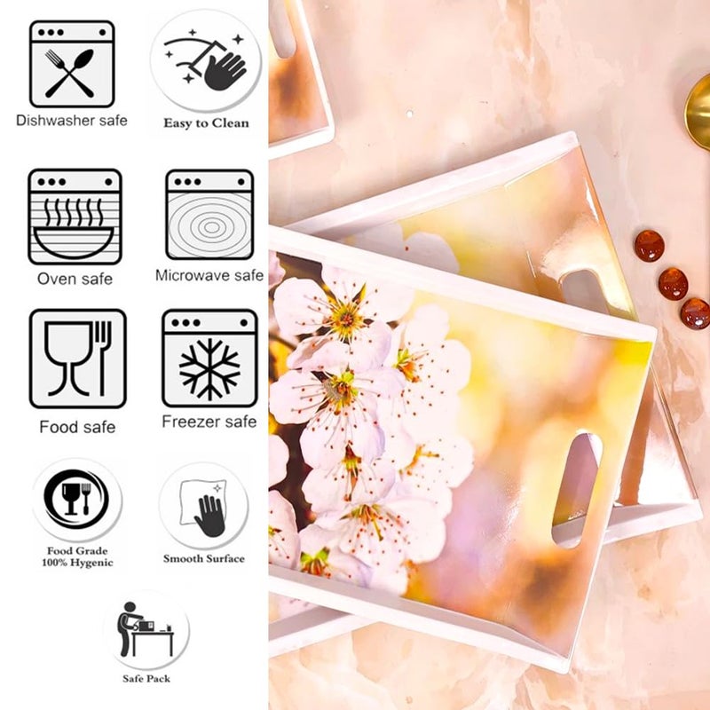 UPC PREMIUM HOUSEWARE U.P.C Serving Tray Set- Handcrafted & Hand-Painted for Kitchen/Table & Home Decor/Dinning/Gifts/Restaurants/Living Room/Coffee Table (Set of 3 Trays) (SY-VIL009) - Image 5