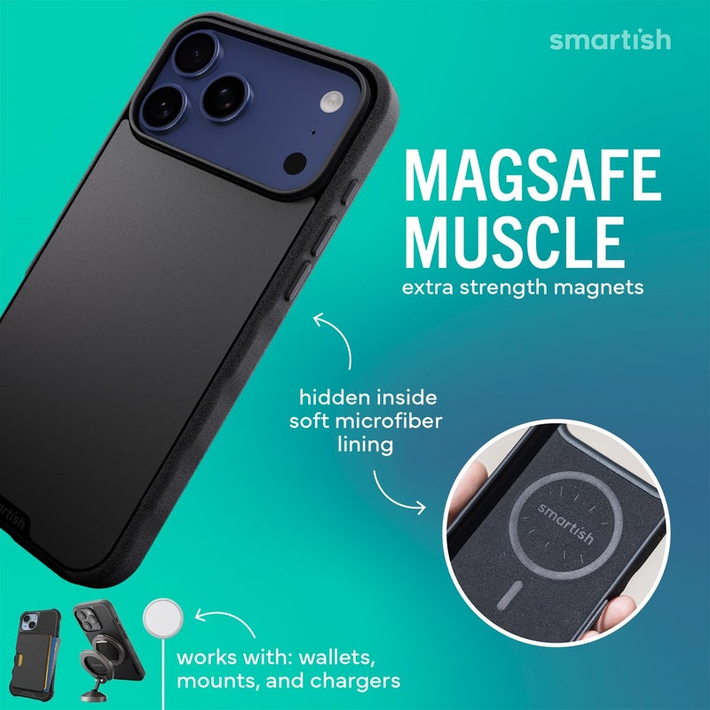 SmartishÂ® iPhone 17 Pro Max MagSafe Case - Gripmunk w/Camera Control Protection, Magnetic Slim Case [Lightweight + Protective] Thin Grip w/Microfiber Lining for iPhone 17 Pro Max - Black Tie Affair - Image 3