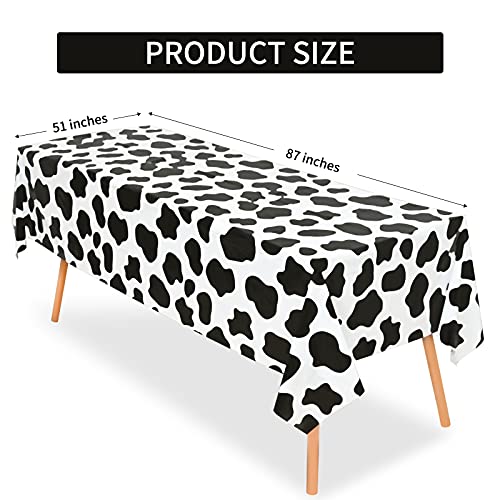 Lecferrarc 2 Pcs Cow Print Tablecloth Cow Plastic Table Cover 87 x 51 Inches Farm Animal Party Tablecovers for Birthday Party Supplies - Image 2