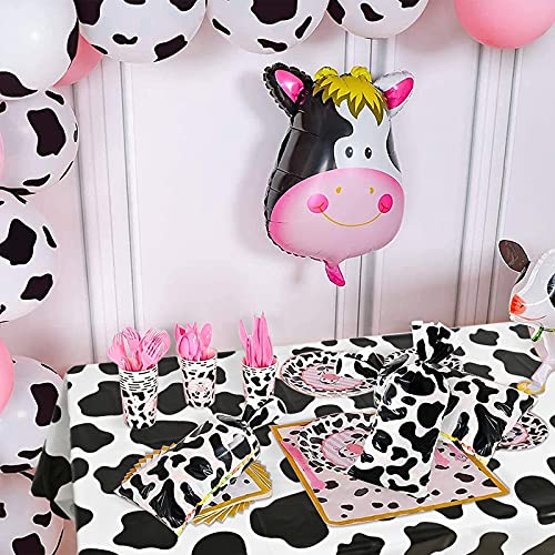 Lecferrarc 2 Pcs Cow Print Tablecloth Cow Plastic Table Cover 87 x 51 Inches Farm Animal Party Tablecovers for Birthday Party Supplies - Image 4