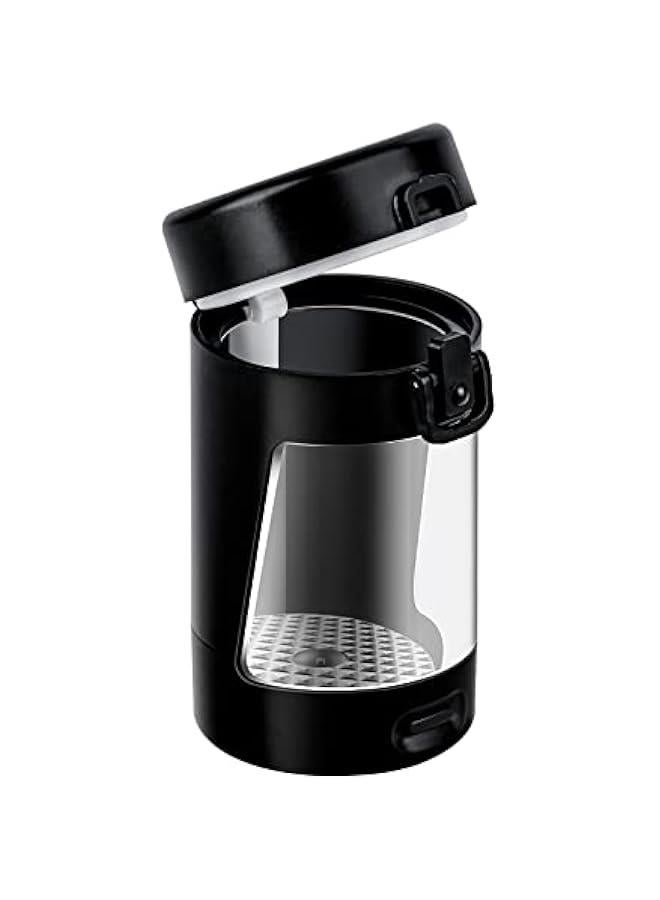 Mini Magnifying Viewing Jar with LED Light Airtight Transparent Light-Up Glass Storage Stash Jar With Mag Lid Smell Proof (Black)  - Image 1