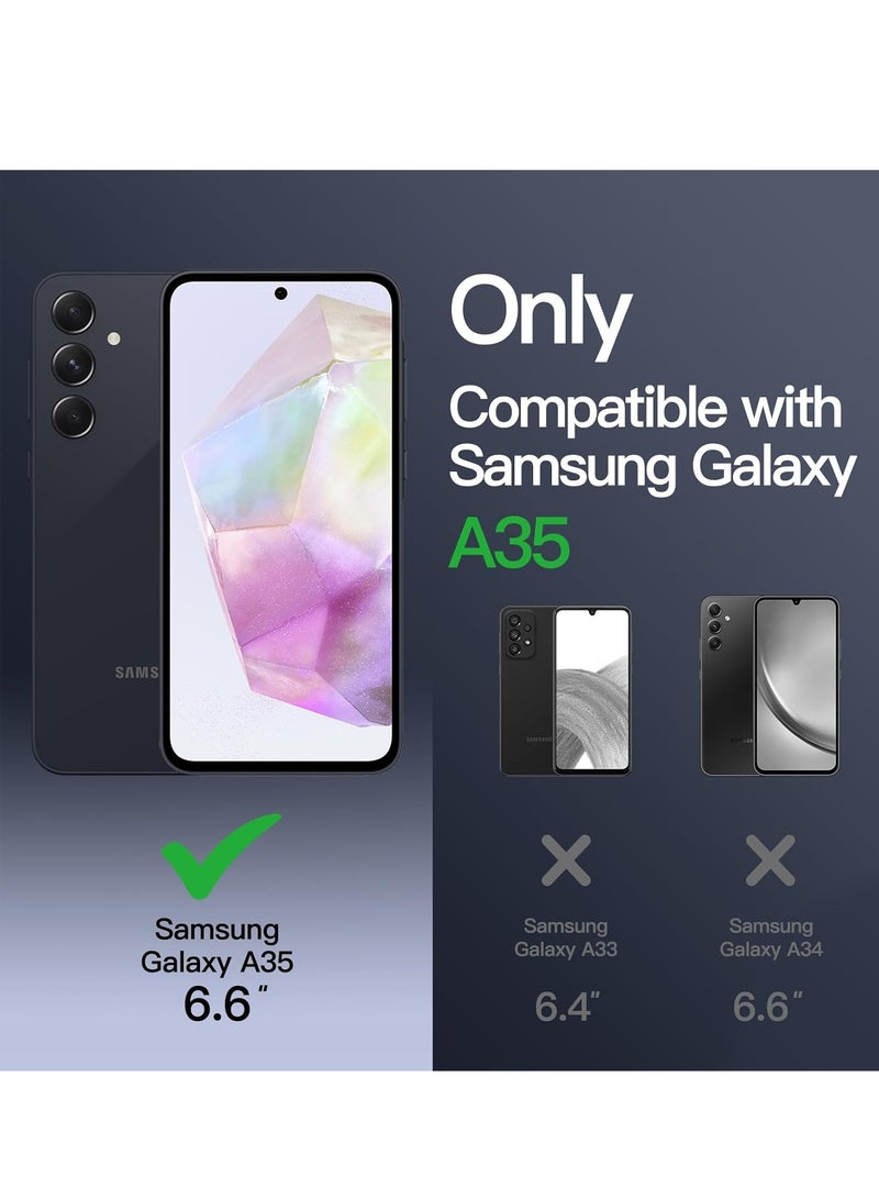 حومة جراب Samsung Galaxy A35 مع مسند وحزام معصم لهاتف Galaxy A35، غطاء حماية كامل مقاوم للصدمات لهاتف Galaxy A35 5G مقاس 6.6 بوصة - Image 2