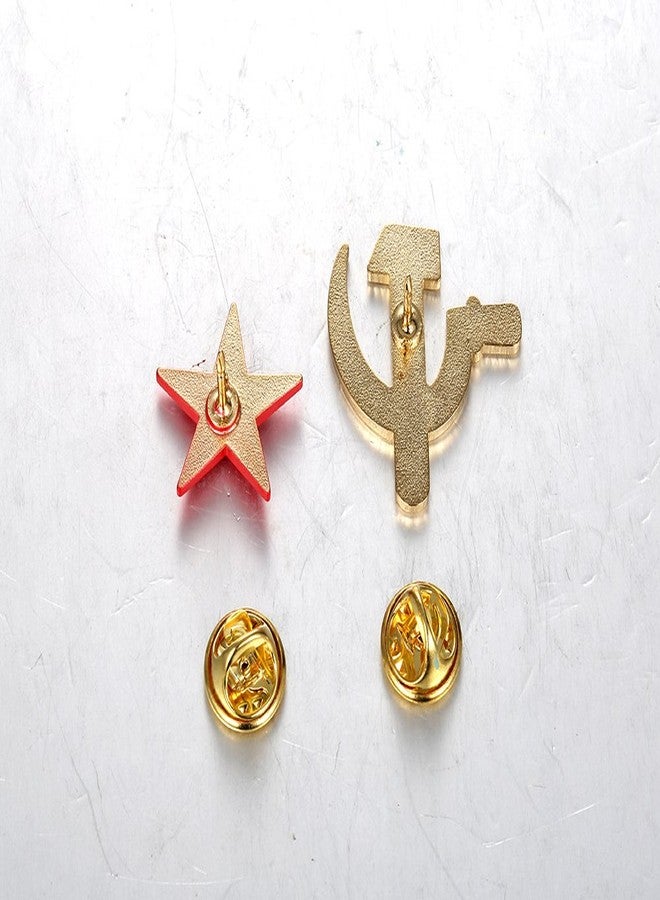 Gudeke Soviet CCCP HAMMER & SICKLE & "Socialist Red Star" Pin Set Communist Symbol Badge - Image 2