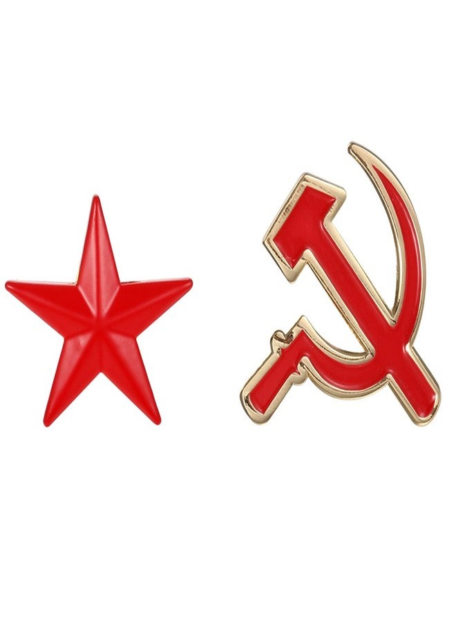 Gudeke Soviet CCCP HAMMER & SICKLE & "Socialist Red Star" Pin Set Communist Symbol Badge - Image 1