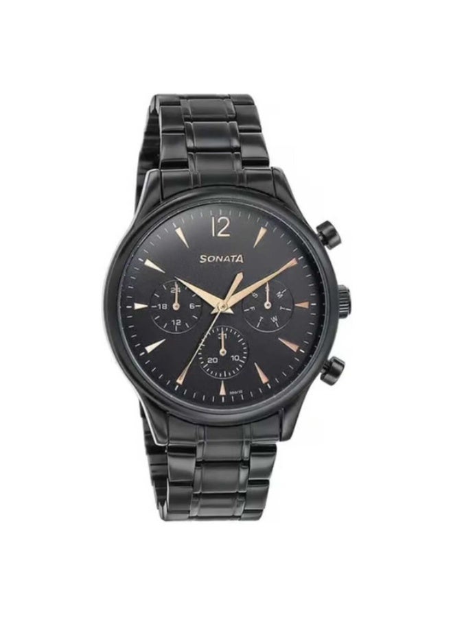 Sonata 77146NM01 Men’s Watch – Multifunction Black Dial, Black Stainless Steel Bracelet, Quartz Movement - Image 2