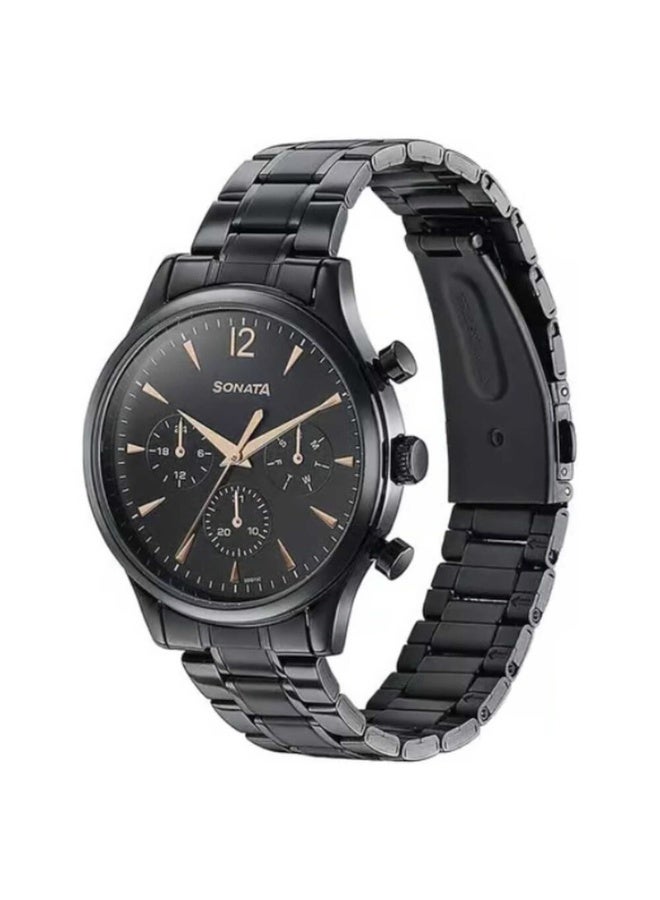 Sonata 77146NM01 Men’s Watch – Multifunction Black Dial, Black Stainless Steel Bracelet, Quartz Movement - Image 3