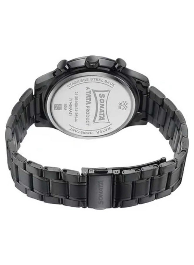 Sonata 77146NM01 Men’s Watch – Multifunction Black Dial, Black Stainless Steel Bracelet, Quartz Movement - Image 5