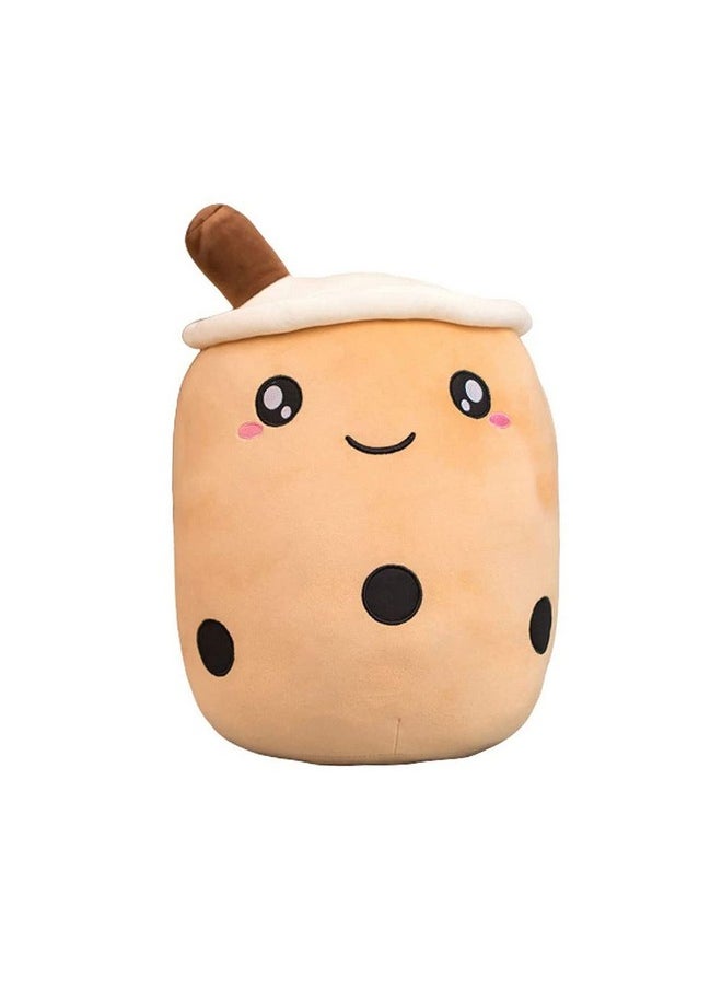 LISSO Lisso Cute Bubble Tea Plush Pillow, Stuffed Plush Toy Boba Tea Cup Toy Pillow With Suction Tubes, Pearl Milk Tea Plush Toy Pillows Gift For Kids (Brown With Open Eyes, 9.4 Inch)  - Image 1