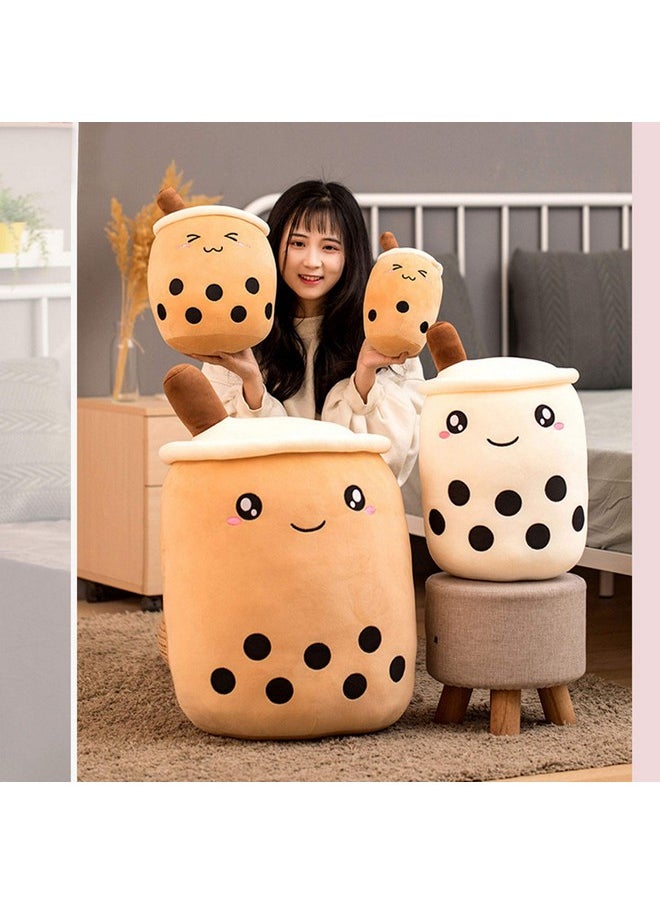 LISSO Lisso Cute Bubble Tea Plush Pillow, Stuffed Plush Toy Boba Tea Cup Toy Pillow With Suction Tubes, Pearl Milk Tea Plush Toy Pillows Gift For Kids (Brown With Open Eyes, 9.4 Inch)  - Image 3