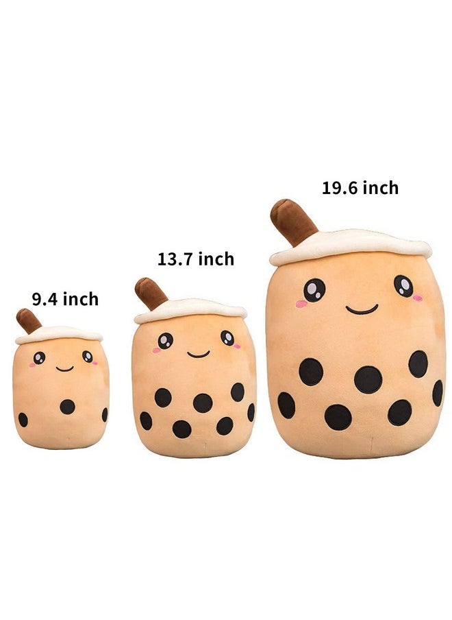 LISSO Lisso Cute Bubble Tea Plush Pillow, Stuffed Plush Toy Boba Tea Cup Toy Pillow With Suction Tubes, Pearl Milk Tea Plush Toy Pillows Gift For Kids (Brown With Open Eyes, 9.4 Inch)  - Image 2