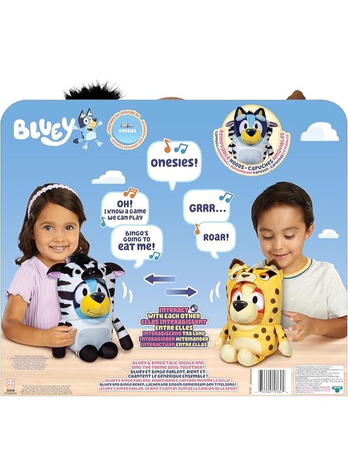 BLUEY Animal Costume Plush Toys 2-Pack | Soft & Cuddly Zebra and Leopard Stuffed Animals | Interactive Talking Plush Set for Kids - Image 4