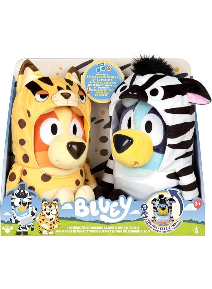 BLUEY Animal Costume Plush Toys 2-Pack | Soft & Cuddly Zebra and Leopard Stuffed Animals | Interactive Talking Plush Set for Kids - Image 2