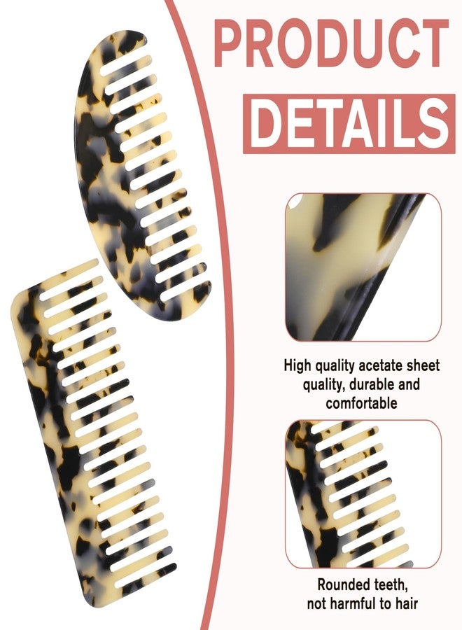 Gtziqa Large Wide Tooth Tortoise Shell Comb, 2 Pack Wide Tooth Combs French Hair Detangling Comb Cellulose Acetate Detangler Combing Leopard Print Pocket Combs for Women Thick Curly Wavy Wet and Dry Hair - Image 3