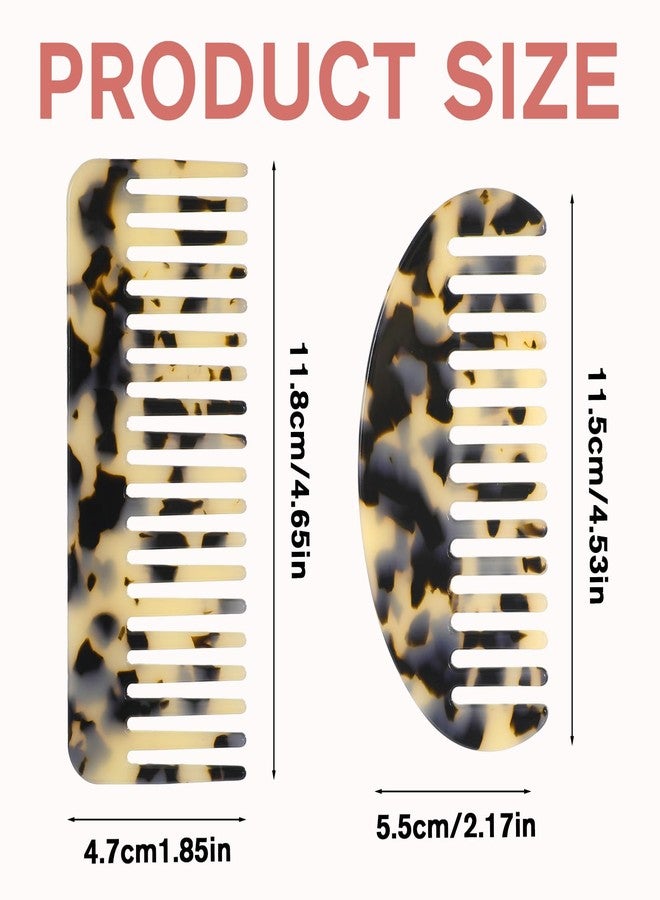 Gtziqa Large Wide Tooth Tortoise Shell Comb, 2 Pack Wide Tooth Combs French Hair Detangling Comb Cellulose Acetate Detangler Combing Leopard Print Pocket Combs for Women Thick Curly Wavy Wet and Dry Hair - Image 2