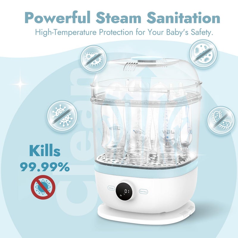 Papablic Bottle Sterilizer and Dryer Pro, 13 Bottles Extra-Large Capacity for Big Family, Electric Steam Bottle Sanitizer for Baby Bottles, Parts & Other Newborn Essentials - Image 3