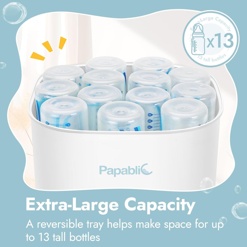 Papablic Bottle Sterilizer and Dryer Pro, 13 Bottles Extra-Large Capacity for Big Family, Electric Steam Bottle Sanitizer for Baby Bottles, Parts & Other Newborn Essentials - Image 4