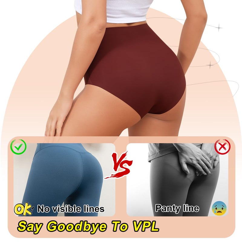 LEVAO Womens High Waist Seamless Underwear Full Coverage Breifs No Show Ladies Panties 6 Pack S-XXL - Image 5
