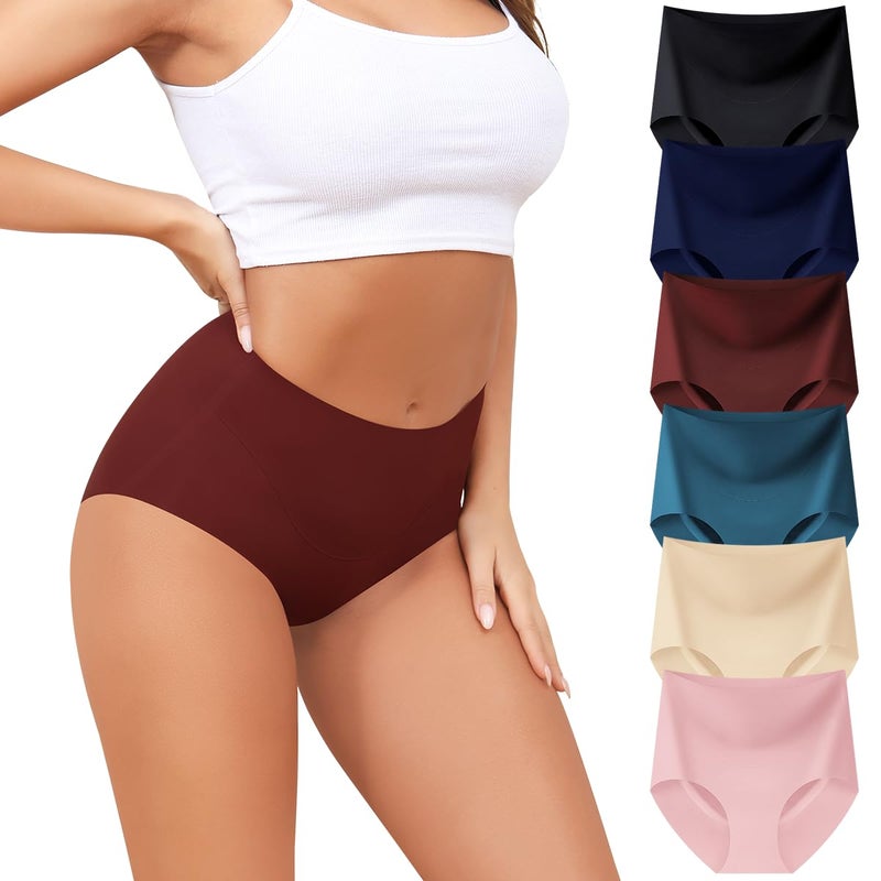 LEVAO Womens High Waist Seamless Underwear Full Coverage Breifs No Show Ladies Panties 6 Pack S-XXL - Image 1