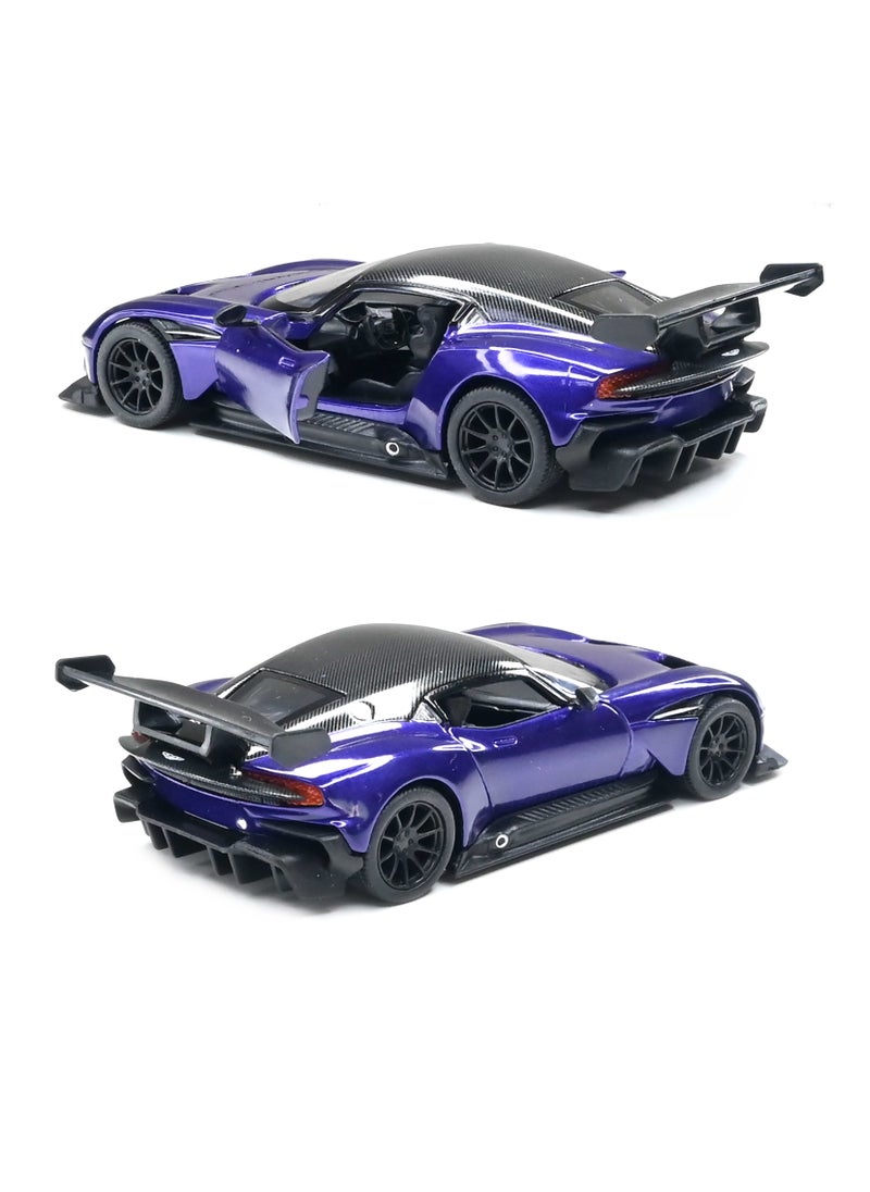Kinsmart - 1:38 Scale Pull Back Action Door Openable 2016 Aston-Martin Vulcan with Decals Hardtop Collectible Toy Car - Image 1