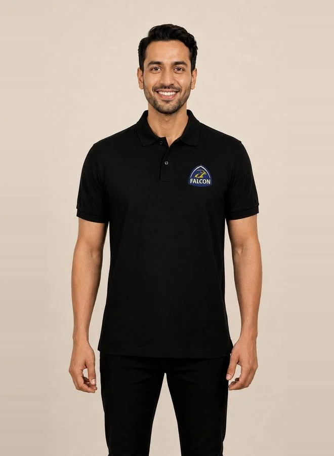 تايك تو Black Falcon Logo Short Sleeves Polo T-Shirt By Falcon