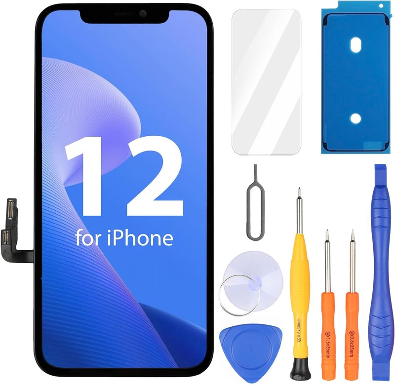 Ayake Store for iPhone 12/12 Pro Screen Replacement, 6.1 inch FHD LCD Display and Touch Digitizer Screen, True Tone Programmable, Face ID Remains (for A2172, A2402, A2404 A2403, A2341, A2406, A2408, A2407) - Image 1