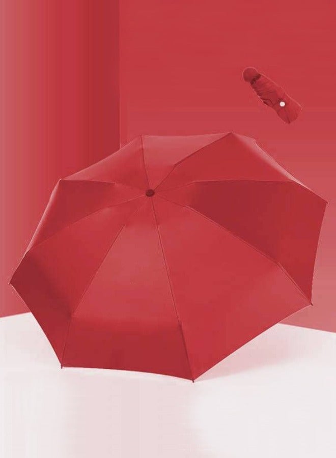 SUNCARE Umbrella for Rain & Sun Protection – 8 Ribs Compact Waterproof Windproof Folding Travel Umbrella, All-Weather Compact Unisex Umbrella for Kids & Adults (Cherry Red) - Image 3