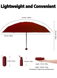 Mini Sun Umbrella with Protective Case, 8 Ribs Compact UV Umbrella for Summer & Sun Protection, Windproof Folding Travel Umbrella Ideal for Men & Women (Cherry Red) - pzsku/ZFD1BC361BD8F0BE565BFZ/45/_/1717057555/e43bf93d-be22-40e9-b3bf-100537aa2108