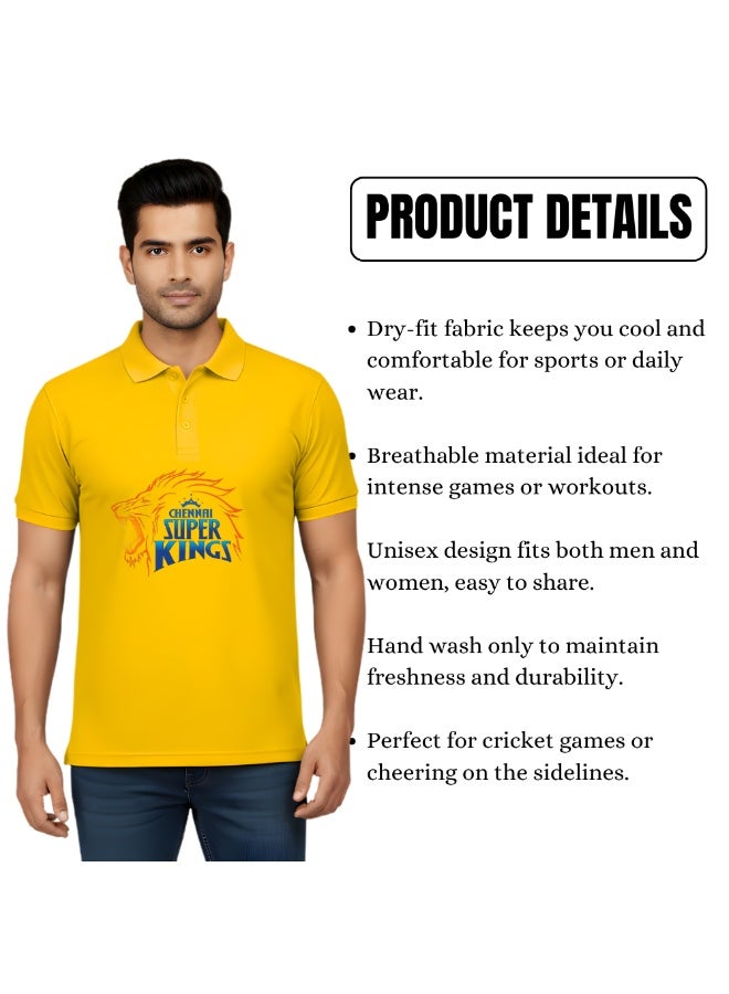 PRINTSHOP4ME Chennai Cricket Men's Dry-Fit Polo Neck T-Shirt|Soft&Breathable Sportswear For Cricket lovers|Tshirt With Cap|Suitable For Games&Outdoor - Image 4