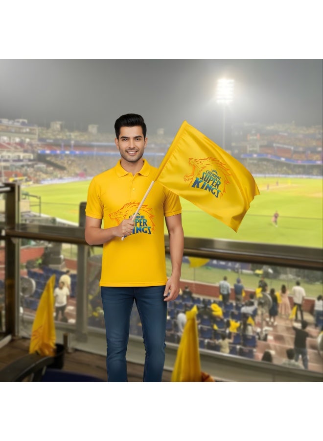 PRINTSHOP4ME Chennai Cricket Men's Dry-Fit Polo Neck T-Shirt|Soft&Breathable Sportswear For Cricket lovers|Tshirt With Cap|Suitable For Games&Outdoor - Image 5