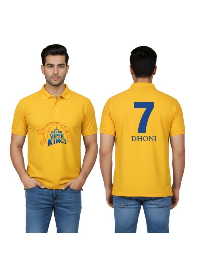 PRINTSHOP4ME Chennai Cricket Men's Dry-Fit Polo Neck T-Shirt|Soft&Breathable Sportswear For Cricket lovers|Tshirt With Cap|Suitable For Games&Outdoor - Image 1