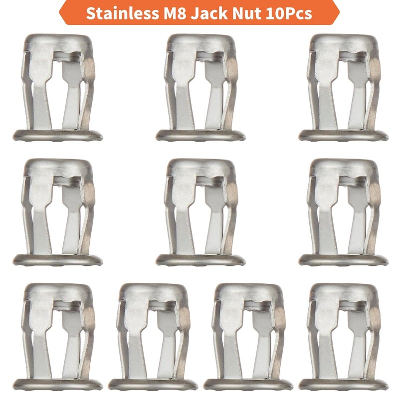 EZ-NUTUL Jack nut Installation Tool Set Hand Thread Insert Jacknuts Assortment Kit for Thin Metal Plastic Polywood Pressboard Hardboard (M8 (Jack Nut-10pcs, Stainless)) - Image 4