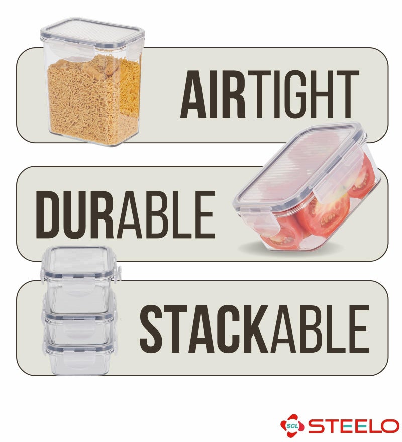 SCL Steelo Steelo Sofresh Soclick Plastic Container Set Kitchen Organiser Air Tight Container Set Fridge Safe US FDA Approved Food Grade Heavy Duty Material, BPA Free (Clear,500ml,Pack of 2) - Image 4
