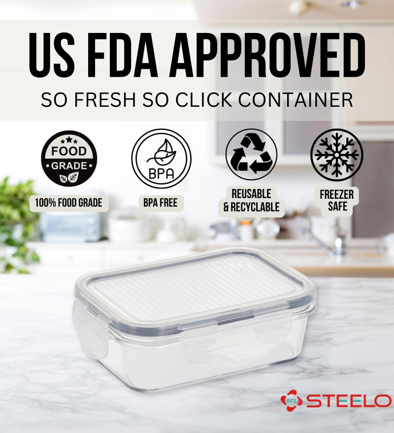 SCL Steelo Steelo Sofresh Soclick Plastic Container Set Kitchen Organiser Air Tight Container Set Fridge Safe US FDA Approved Food Grade Heavy Duty Material, BPA Free (Clear,500ml,Pack of 2) - Image 2
