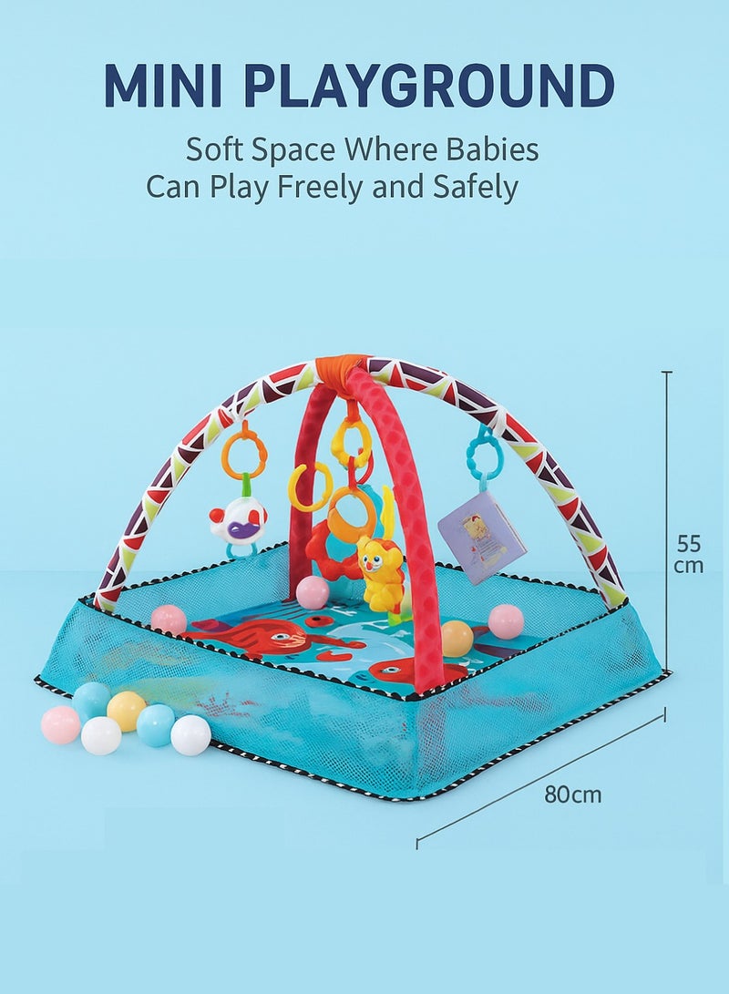Classic Blue Baby Ocean Ball Playpen & Gym Multi-function Play Mat 80x80x35cm  - Image 3