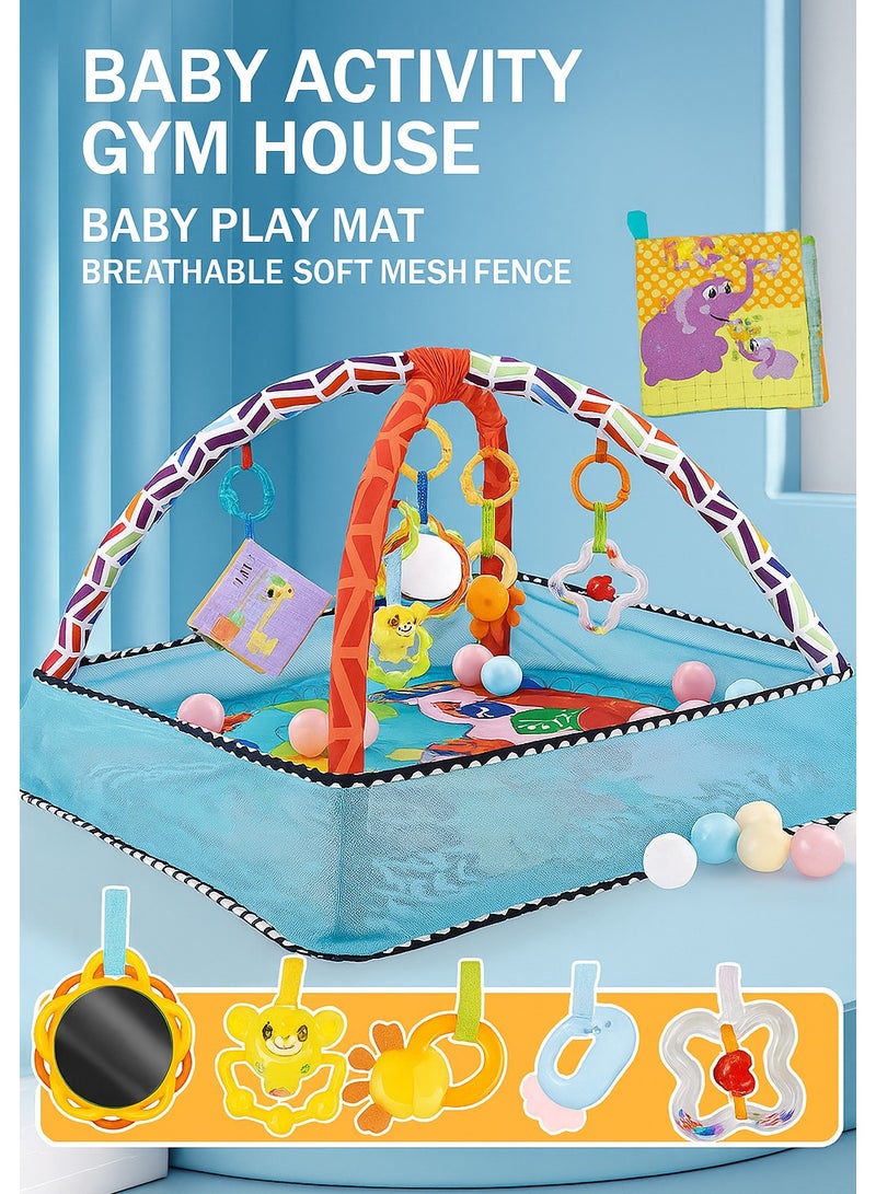 Classic Blue Baby Ocean Ball Playpen & Gym Multi-function Play Mat 80x80x35cm  - Image 1