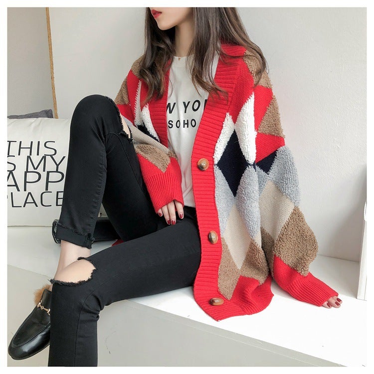 2024 Early Autumn Popular SweaterJacket Womens Loose-Fit Korean Style Knitted Cardigan Thick Sleeveless POLO Collar Gray  - Image 4