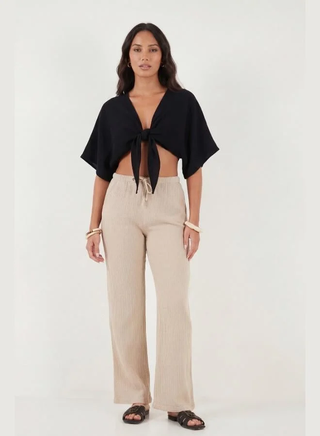 ليلا Lela Cotton Comfort Fit Tie-Up Batwing Sleeve Bolero Women's BOLERO 5866354