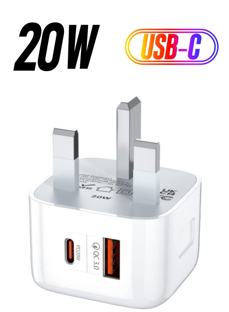 Dual Port USB C PD Fast Charger Plug, Type-C QC 3.0 Wall Adapter Plug, for iPhone 13/12/11 Mini/Pro Max - Image 1